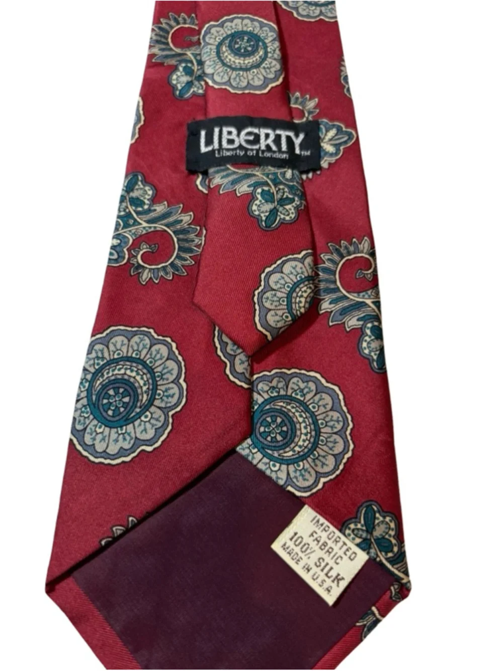 Liberty London Silk Tie Red Paisley Floral Medallion England Luxury Classic